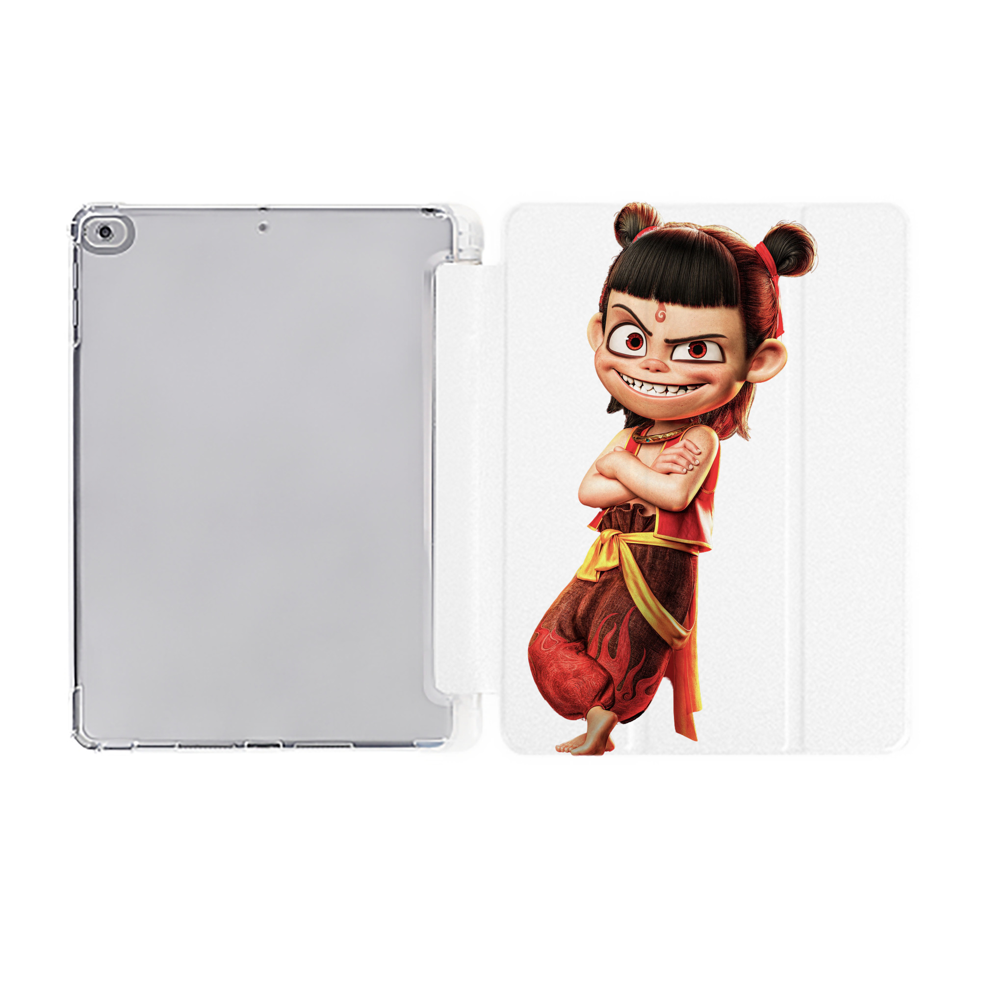 （画像用） Ne Zha 2 ナタ 魔童の大暴れ IPad ケース ペン収納付き 三つ折りスタンド PUレザー×シリコン 対応機種9.5/10.5/10.9インチ